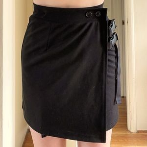 Black buckled wrap around skirt